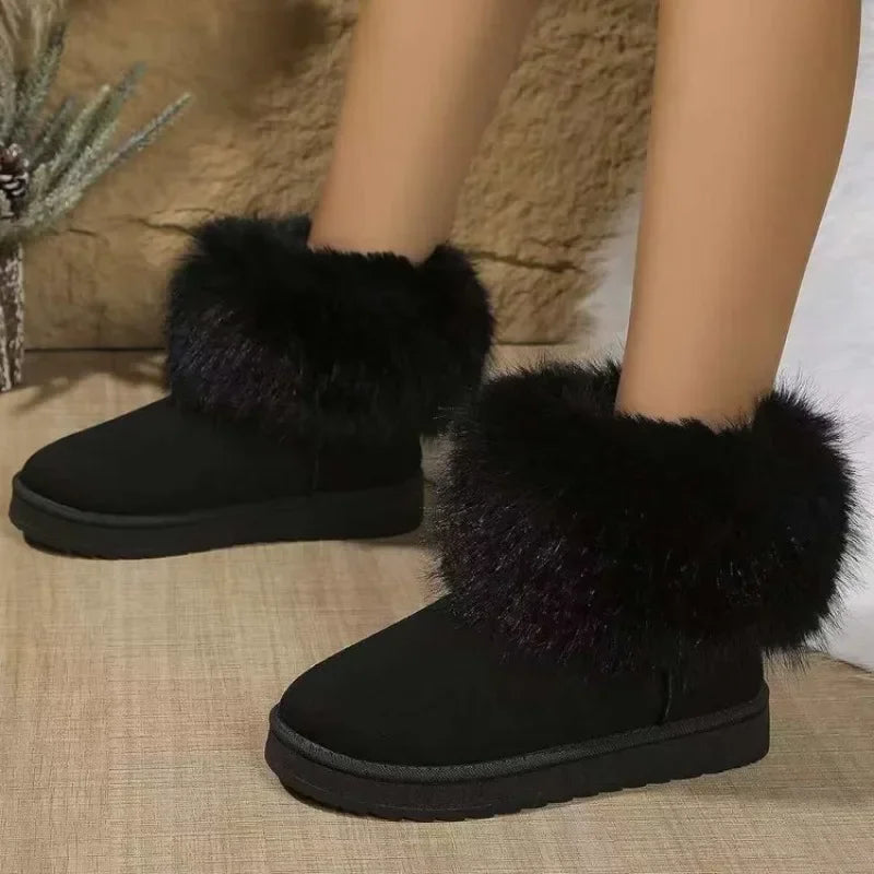 Women Winter  Snow Fur Boots Winter Warm Ankle Boots for Women Snow Shoes Style Round-toe Slip on Winter Boots Size 36-42 Main image