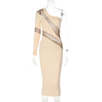 Summer Patchwork Perspective Slimming Puss  Elegant Streetwear Midi Dresses