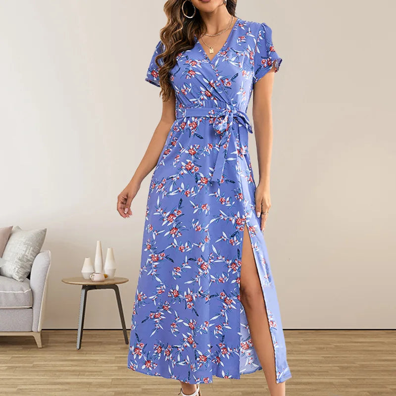 Summer Puss Sexy Bohemian Floral Bodycon Elegant Streetwear Midi Dresses