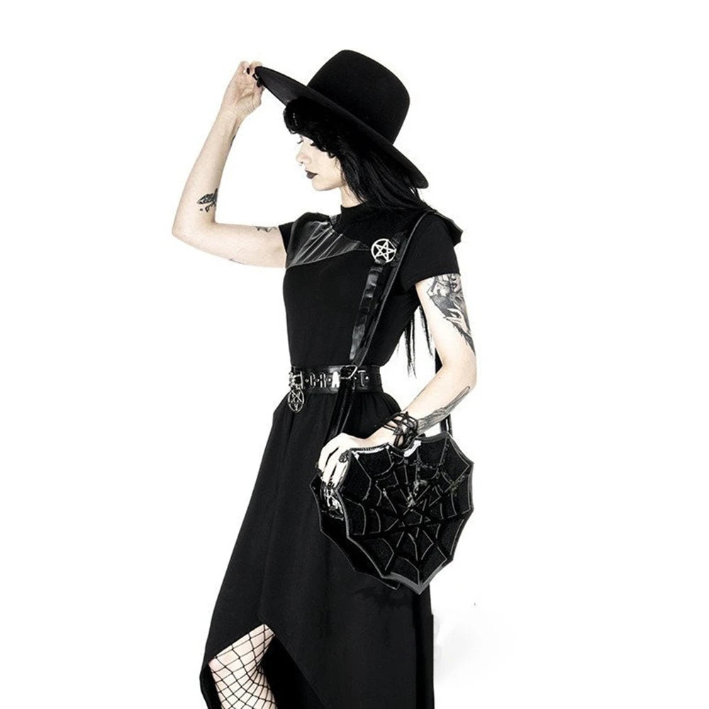 Black Spider Web Punk Creative Women's Halloween Designer Shoulder Crossbody Bag Main image