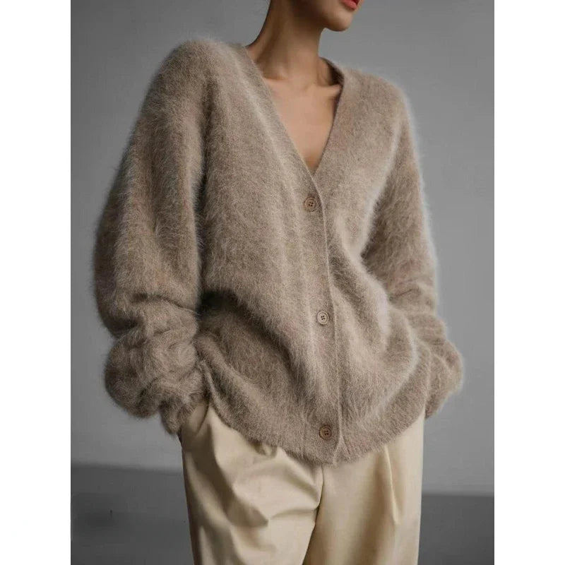Cardigans Fashion V-neck Oversized Solid Knitted Sweater Main image