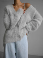 Cardigans Fashion V-neck Oversized Solid Knitted Sweater