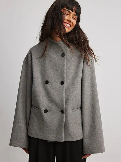 Cropped Autumn Elegant Long Single Breasted Chic Warm Coat