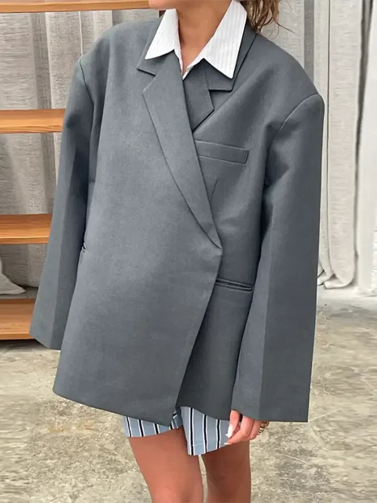 Fashion Lapel Hidden Buckle Long Sleeve Pocket Spliced New Casual Coat Main image