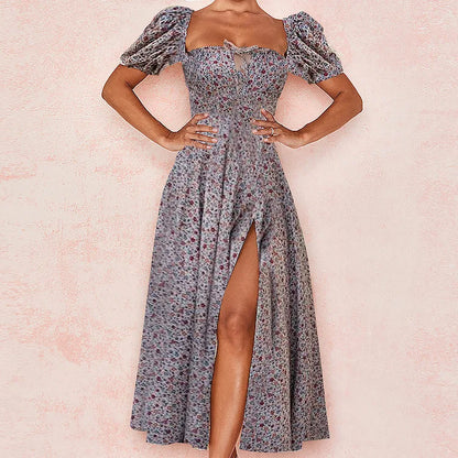 Floral Spring French Backless Slim-fit Halter Trending Sexy Midi Dresses