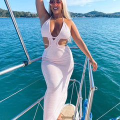 Hip Wrap Sexy Pure Hollow Slim Streetwear Midi Dresses