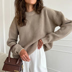 Warm Vintage Green Knitted Oversized Thick Loose White Sweater