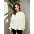 Warm Vintage Green Knitted Oversized Thick Loose White Sweater