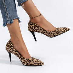 Leopard Print Non-Slip Versatile Outdoor Thin High Heel  High Heel