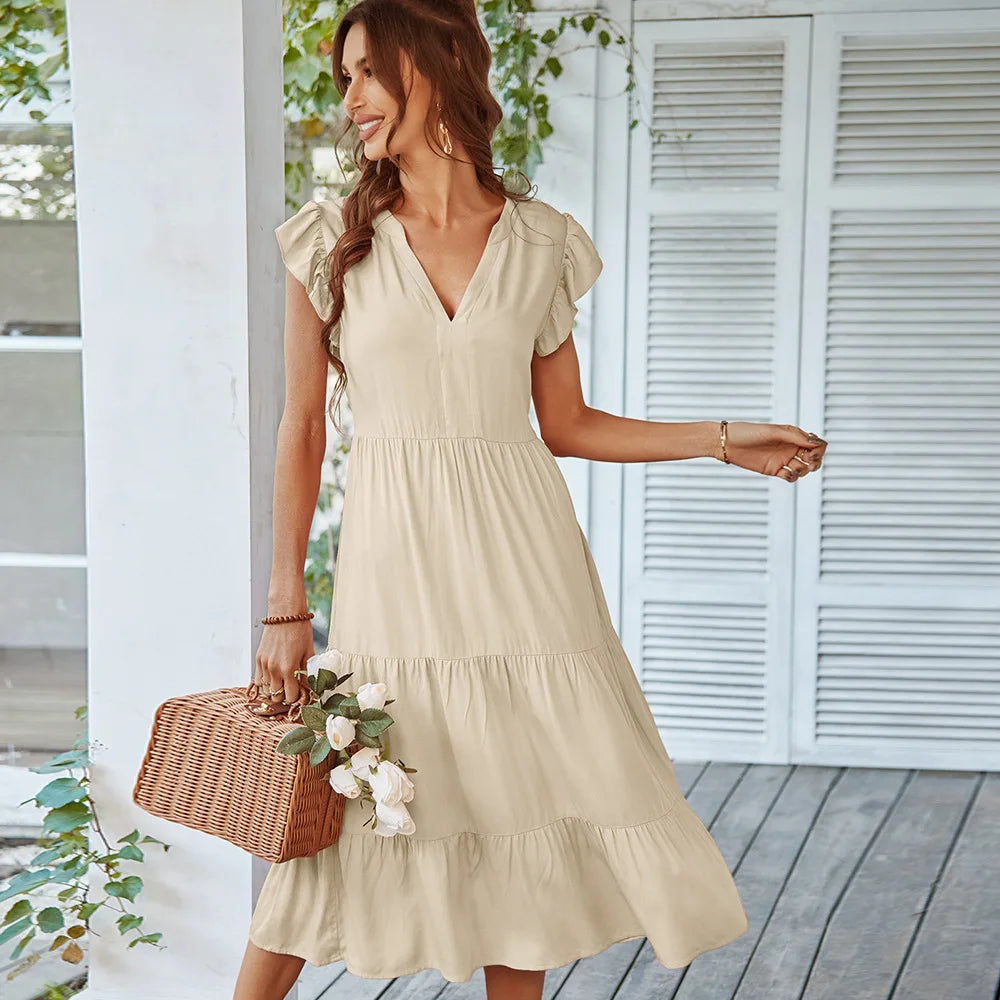 Flying V Neck Midi Dress Secondary image