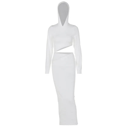 New Fashion Personality Slim-fit Hooded Casual Y2K Midi Dresses