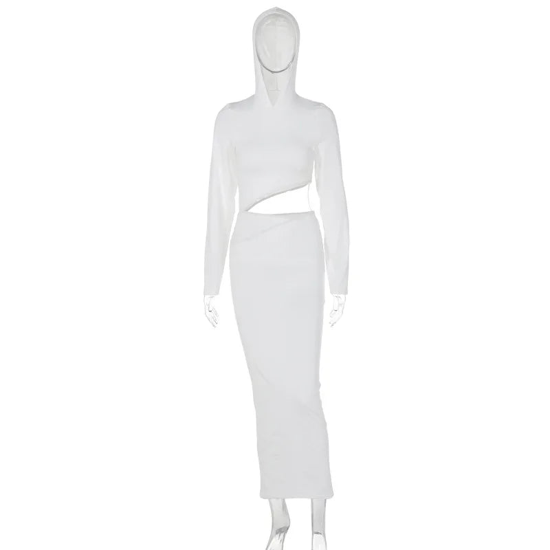 New Fashion Personality Slim-fit Hooded Casual Y2K Midi Dresses