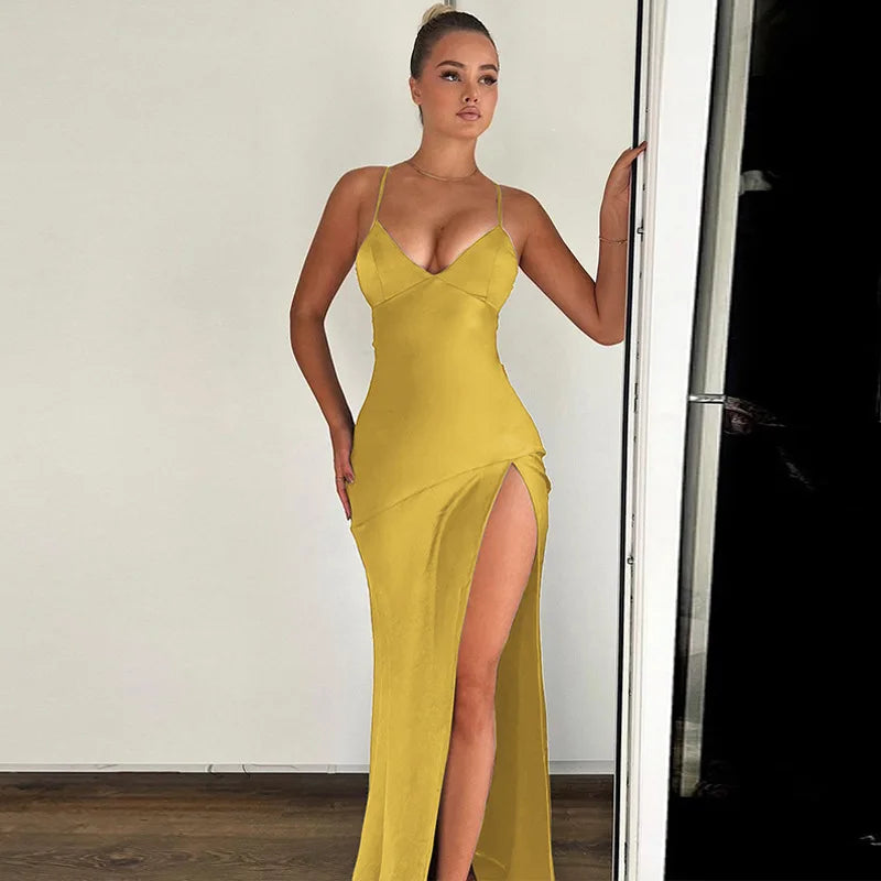 Split Halter Mid Length Midi Dress Secondary image