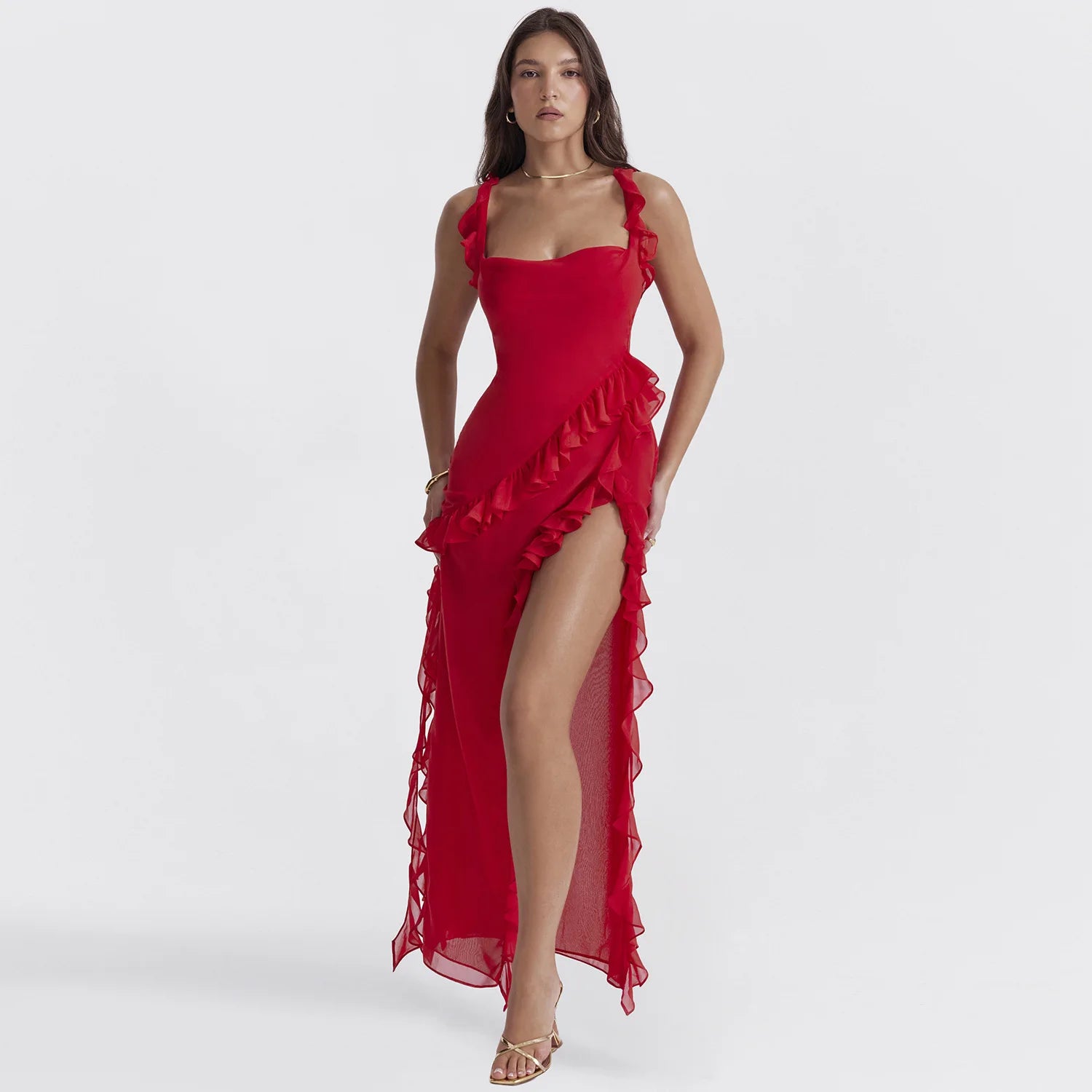Women's Maxi Summer Autumn Wooden Splicing Temperament Elegant Vestidos Midi Dresses Main image