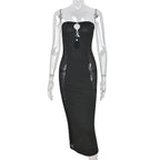 Summer Puss  Bag Hip Hollowed-out One-shoulder Club Traf Midi Dresses