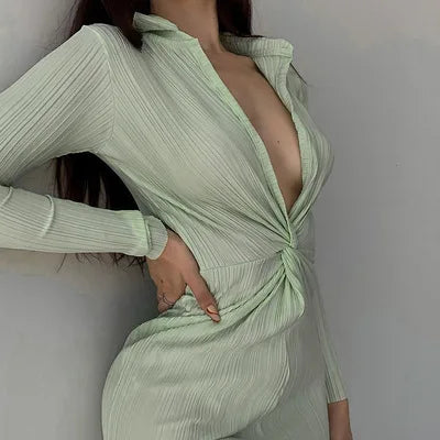 Pleated Long Sleeve Midi Dress Main image