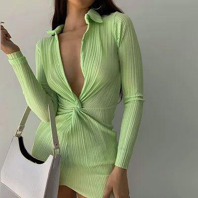 Pleated Long Sleeve Midi Dress Secondary image