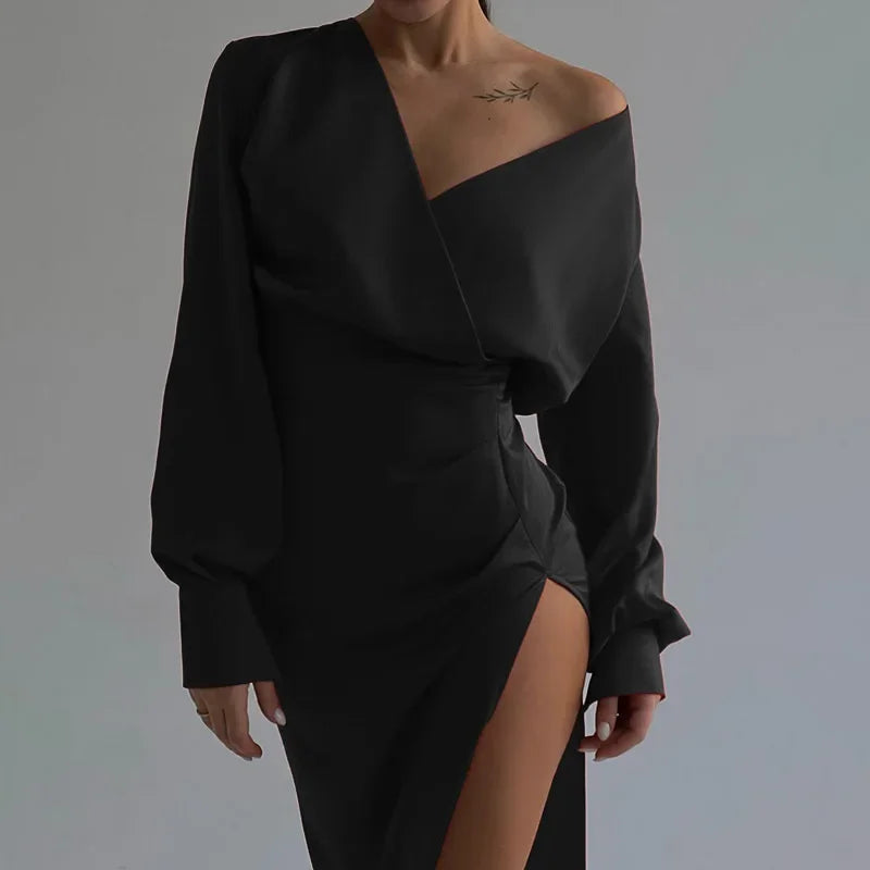 New  Elegant Slim Pleated Wedding Birthday Midi Dresses Main image