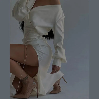 New Sexy Elegant Slim Pleated Wedding Birthday Midi Dresses