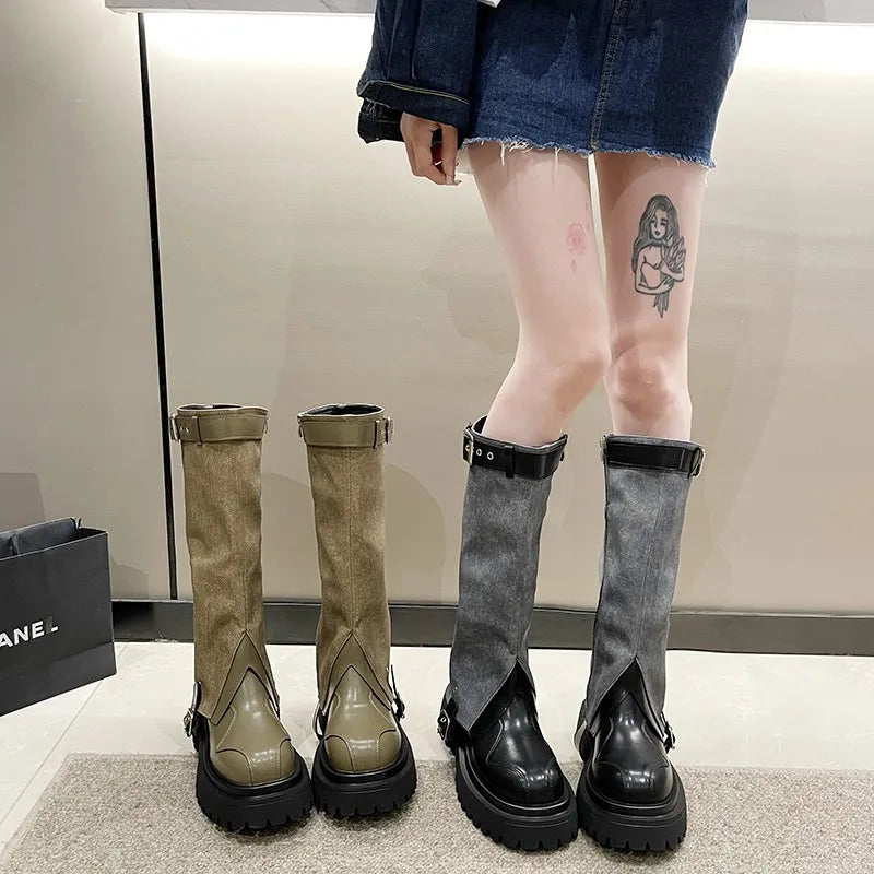 Niche Design Over the knee Cushioning Sole Stylish Knight Ankle Boot Secondary image