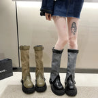 Niche Design Over the knee Cushioning Sole Stylish Knight Ankle Boot
