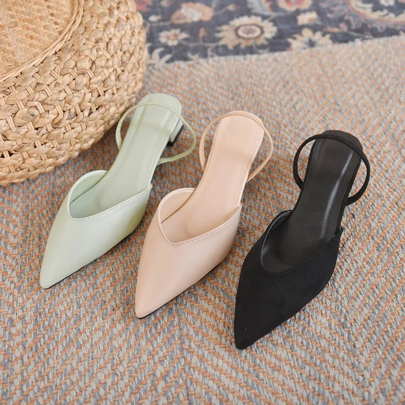 Pointed Summer  Fashionable Elegant Slingback Wedding Party Low Heel Pumps Main image
