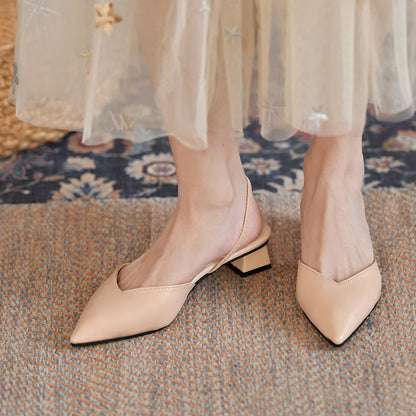 Pointed Summer Sexy Fashionable Elegant Slingback Wedding Party Low Heel Pumps