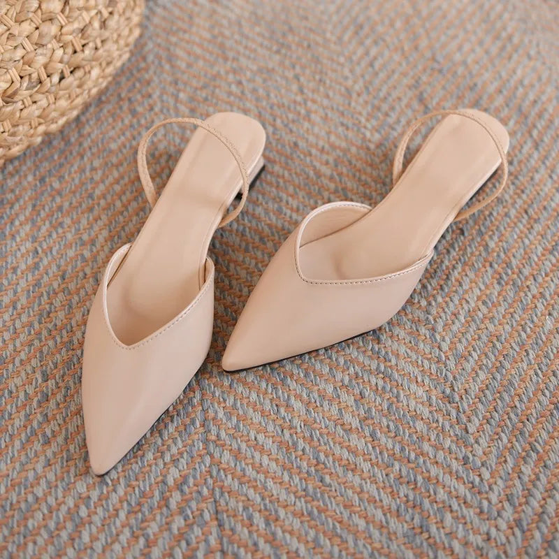 Pointed Summer Sexy Fashionable Elegant Slingback Wedding Party Low Heel Pumps