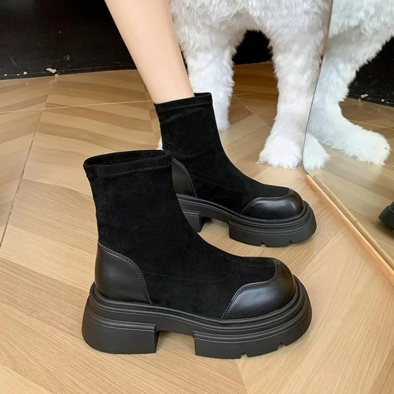 Winter Rubber Zipper Round Toe Rain Lolita Ankle Boot Main image
