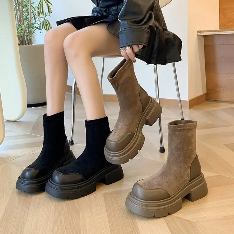 Winter Rubber Zipper Round Toe Rain Lolita Ankle Boot Secondary image