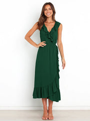 Ruffled Rope Sleeveless Midi Dress