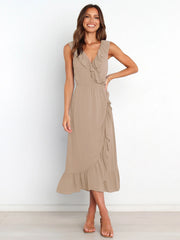 Ruffled Rope Sleeveless Midi Dress