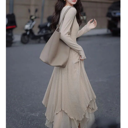 Senior Knitted Slimming Gentle Sexy Y2K Midi Dresses