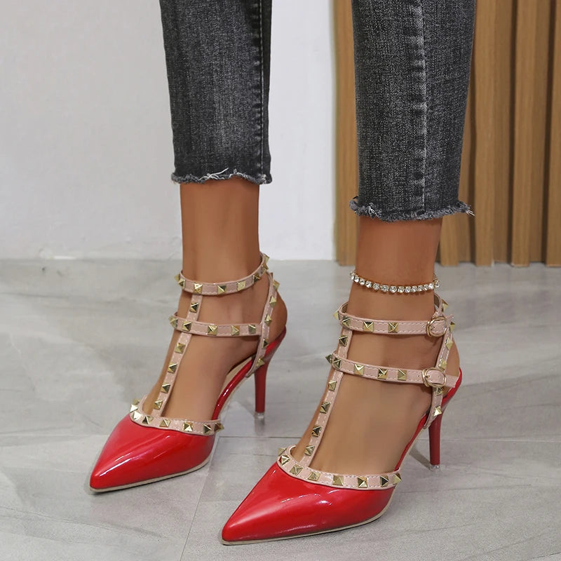 Rivets Thick Fine Pointed  Nightclub High-Heeled High Heel Secondary image