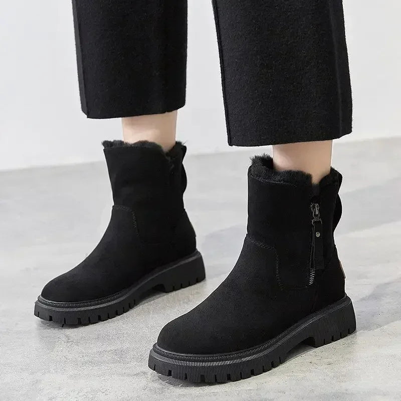 Women's Snow Boots Winter Mid-Tube Plus Velvet Thickened Warm Cotton Shoes Fur Integrated Fashion Platform Female Booties Secondary image