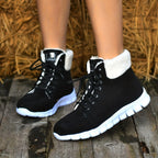 Fluffy Lace Up Soft Sole Flat Casual Winter Warm Snow Boot