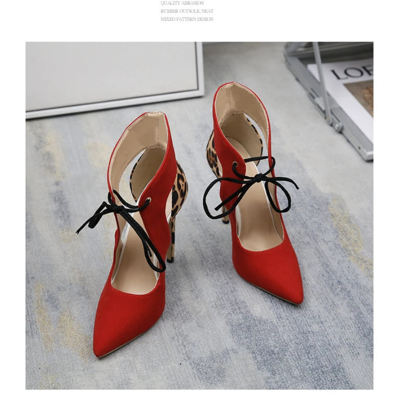 New  Fashion Super High Heel Pointed Lace-up High Heel