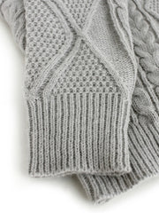 Long Round Collar Pullover Short Twist Solid Winter Sweater
