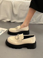 Fur Platform Black Flats Preppy Dress British Style Autumn Oxfords Loafers