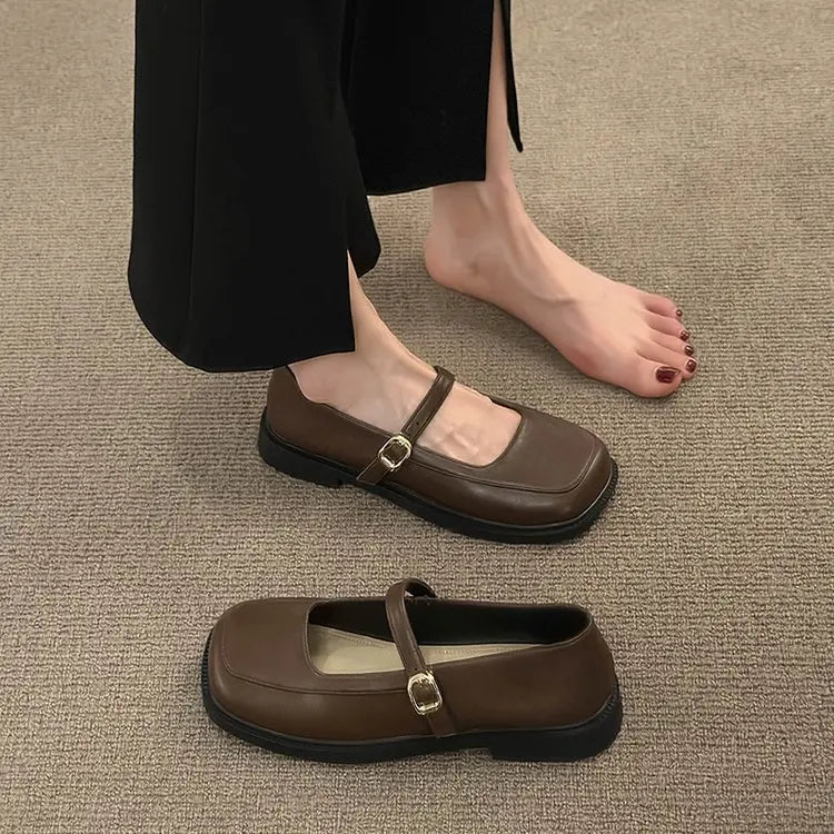 Fur Casual Square Toe Leather Shallow Mouth Modis Autumn Derby Loafers Main image