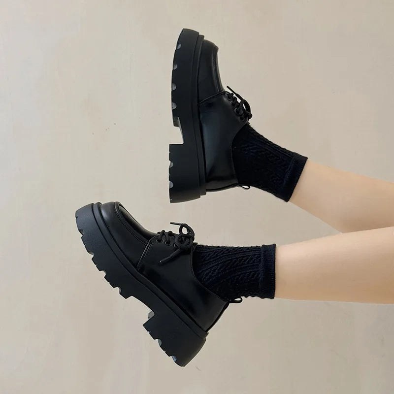 Fur Round Toe Casual Autumn All-Match Leather British Style Platform Loafers Secondary image