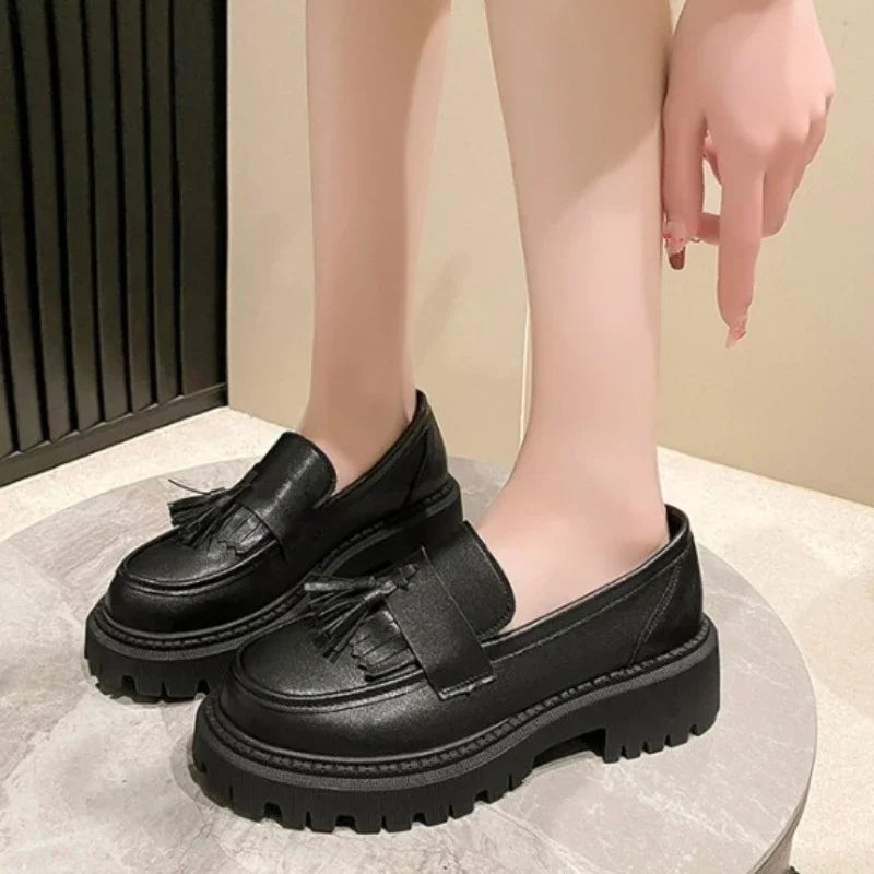 Plus Size British Style Thick Bottom Pu Leather Platform Casual Flats Loafers Main image