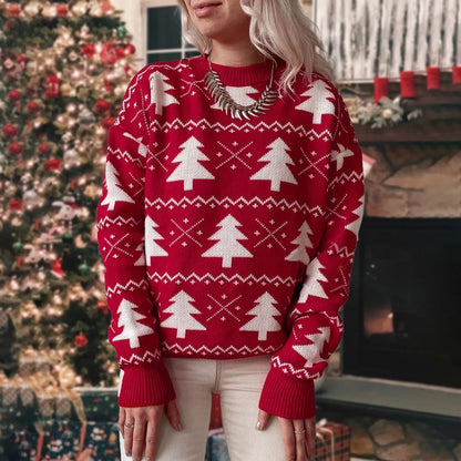 Jacquard Knitted Full Sleeve Warm Soft Christmas Sweater