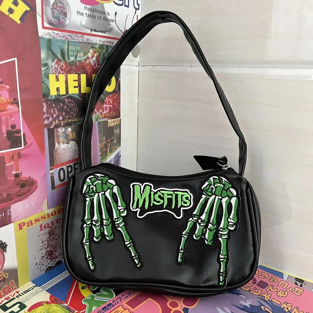 Y2K Gothic Women Letter Skull Hip-Hop Shoulder Bag Street Trendy Tote Bag Main image
