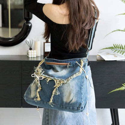 Y2K Korean Harajuku Gothic Aesthetic Vintage Denim Crossbody Messenger Bag