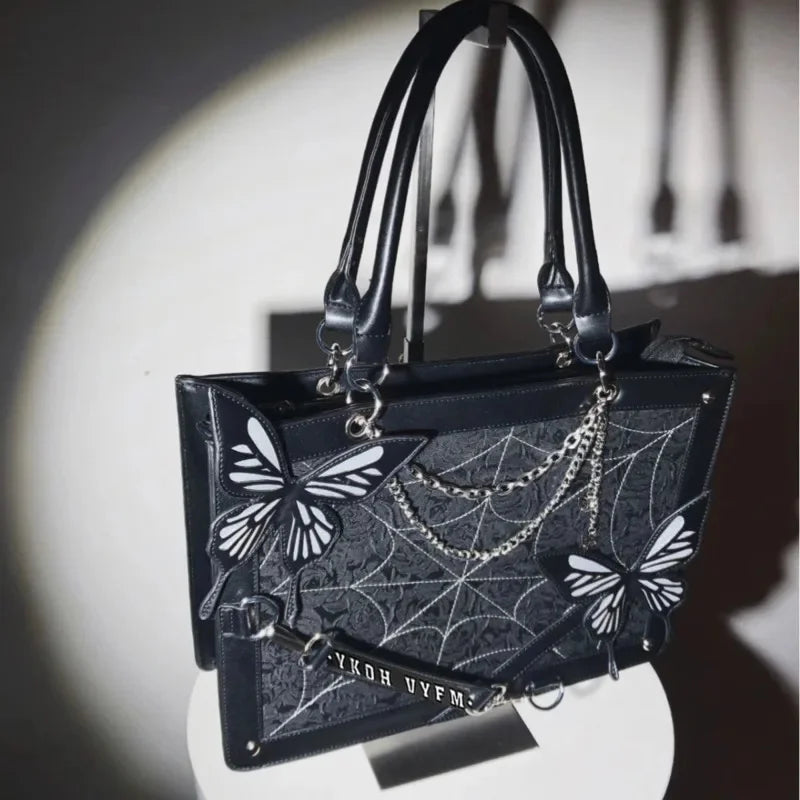 Y2K Labyrinth Butterfly Spider Web Chain DIY Transparent Lolita Gothic Bag Main image