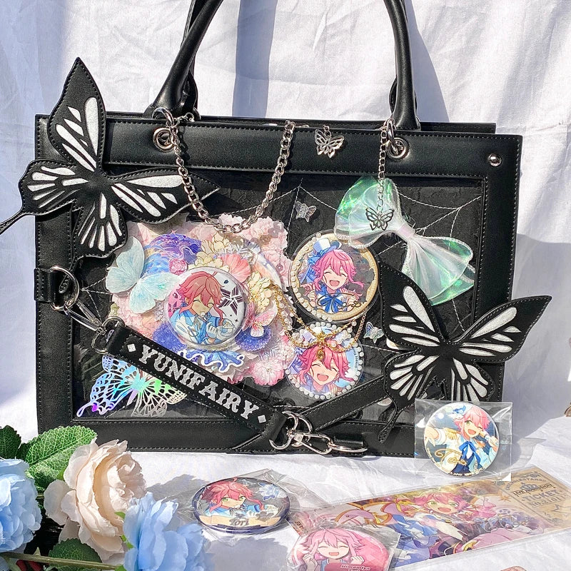 Y2K Labyrinth Butterfly Spider Web Letter DIY Transparent Fashion Bag