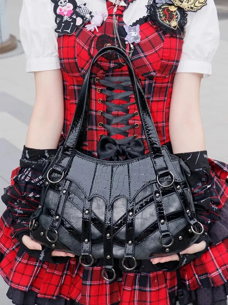 Y2K High Capacity Gothic Chic Popular Rivet Cool Punk Crossbody Bag Main image