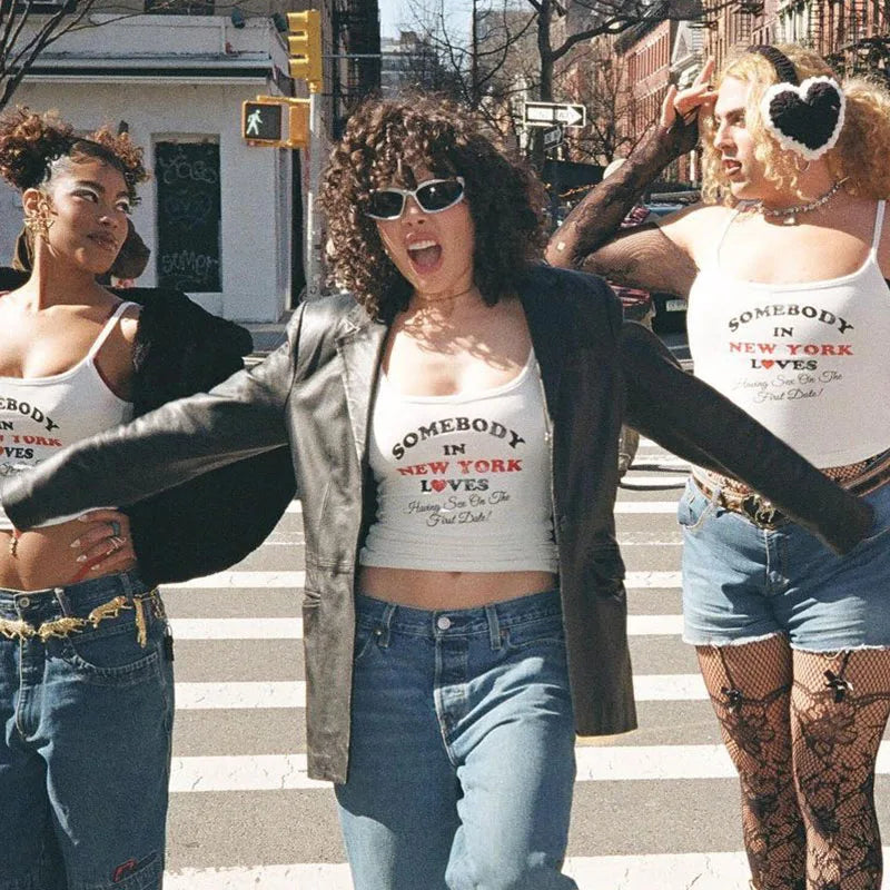 Y2k  Gothic Graphic Letter Print Casual Grunge 90s Streetwear Slim Crop Top Main image