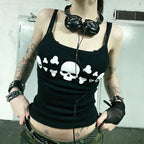 Y2k  Gothic Graphic Letter Print Casual Grunge 90s Streetwear Slim Crop Top